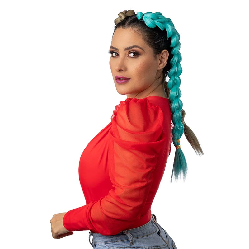 Trenza postiza corta para poner y quitar